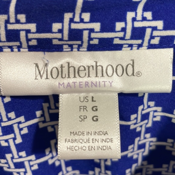 Motherhood Shirtdress Button up Long Sleeve roll tab dress Navy white Size L - Picture 9 of 12